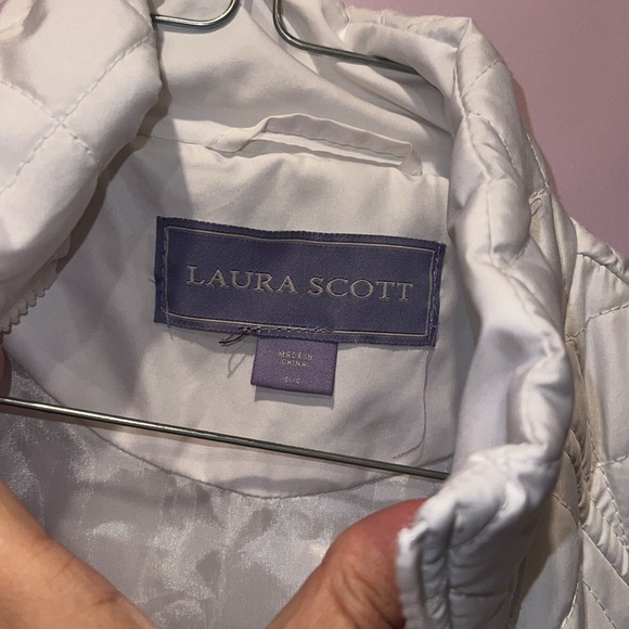 Laura‎ Scott Women Quilted Vest White Full Zip Stand Collar Pockets Sleeveless M - Picture 2 of 7